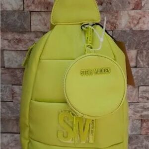 Steve Madden Green Backpack with Structured Design and Padded Sections